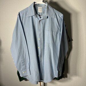 Brooks Brothers Regent 100% Cotton Blue White Check Long-Sleeve Button-Up SZ Med